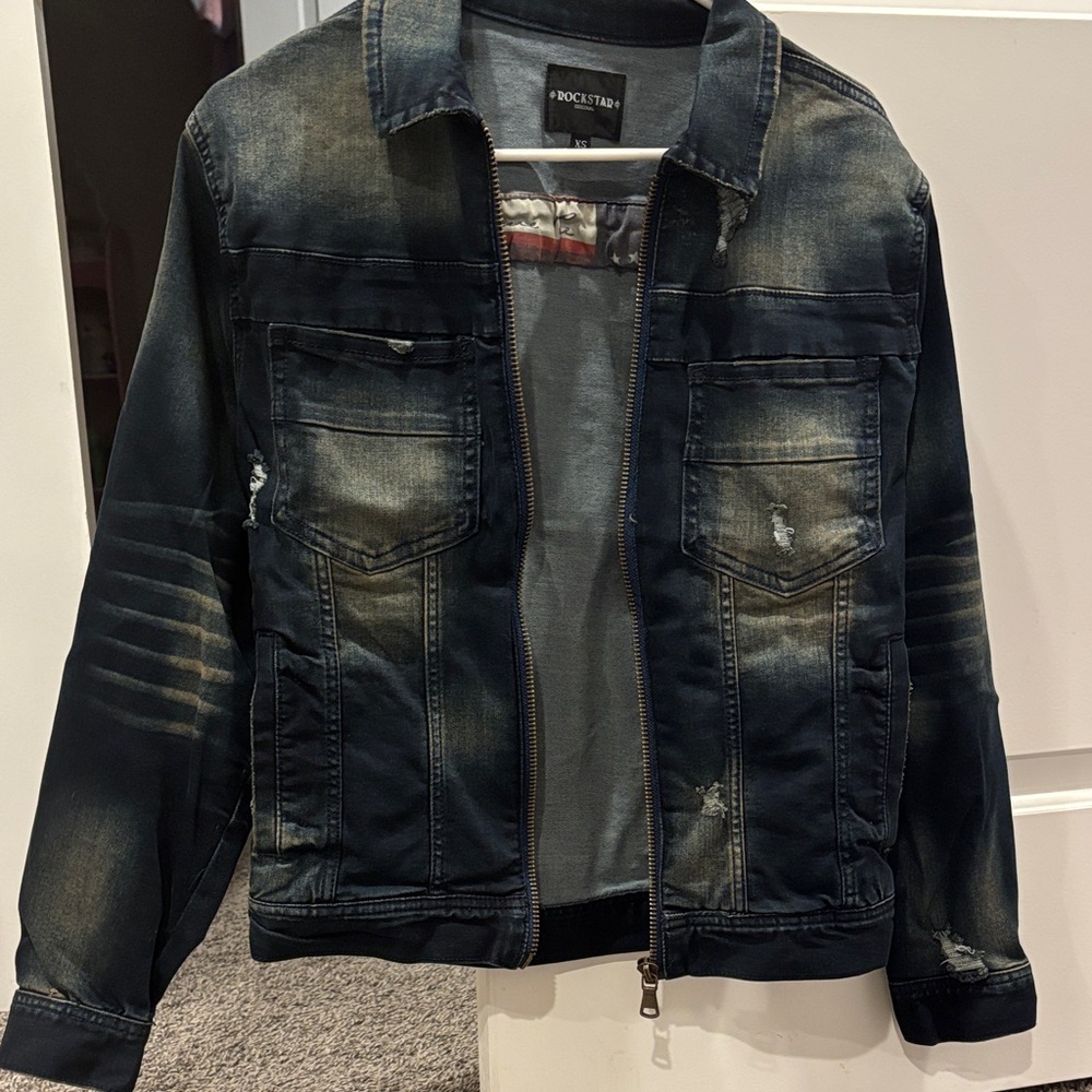Docksten Women's Distressed Black Denim Jacket